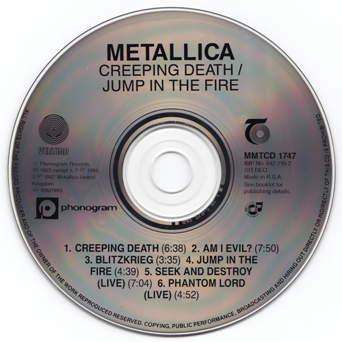 Постер Metallica - Creeping Death / Jump In Ihe Fire Metallica - Creeping Death / Jump In Ihe Fire